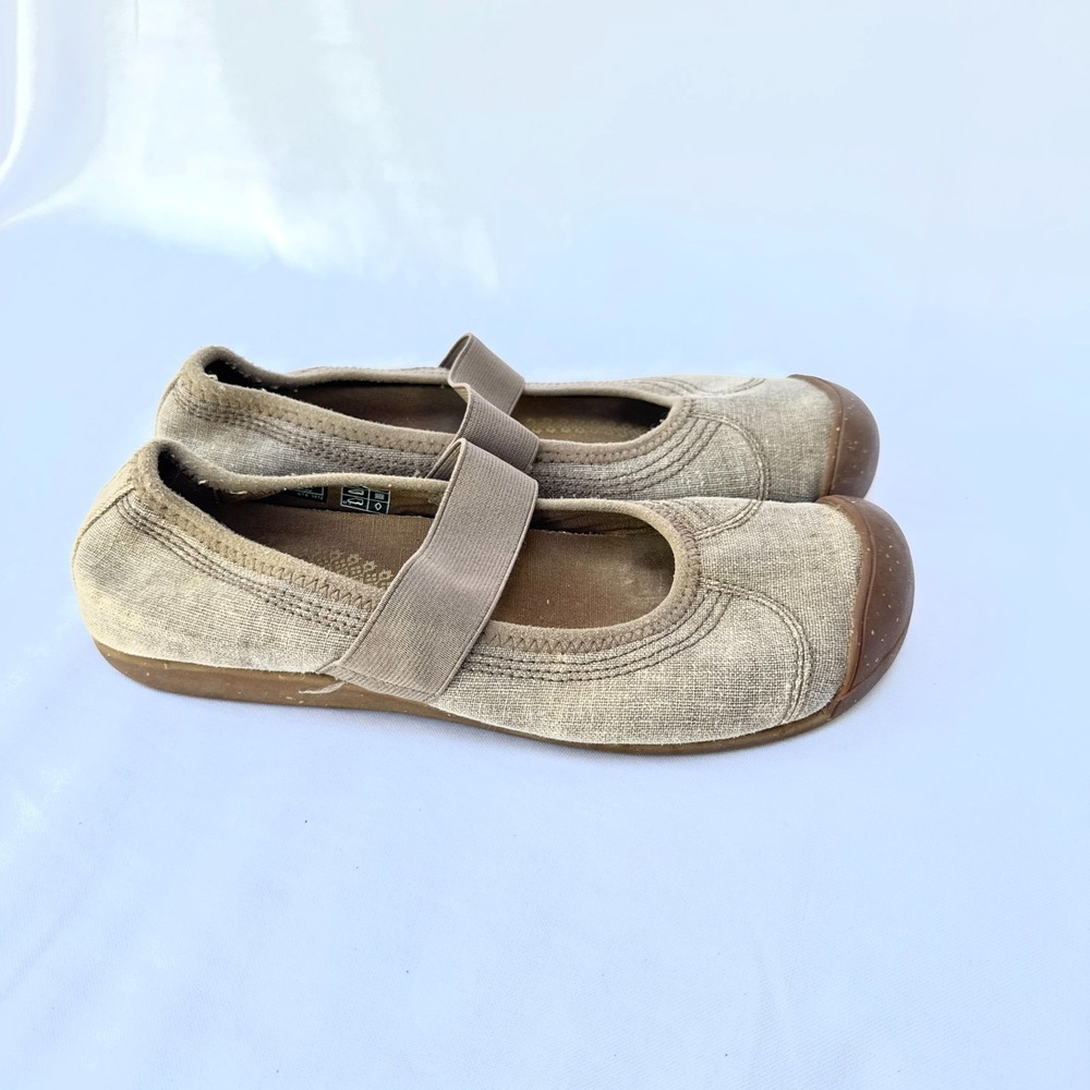 Keen Sienna Mary Jane Womens 10 Brown Canvas Elastic Strap Casual Shoes